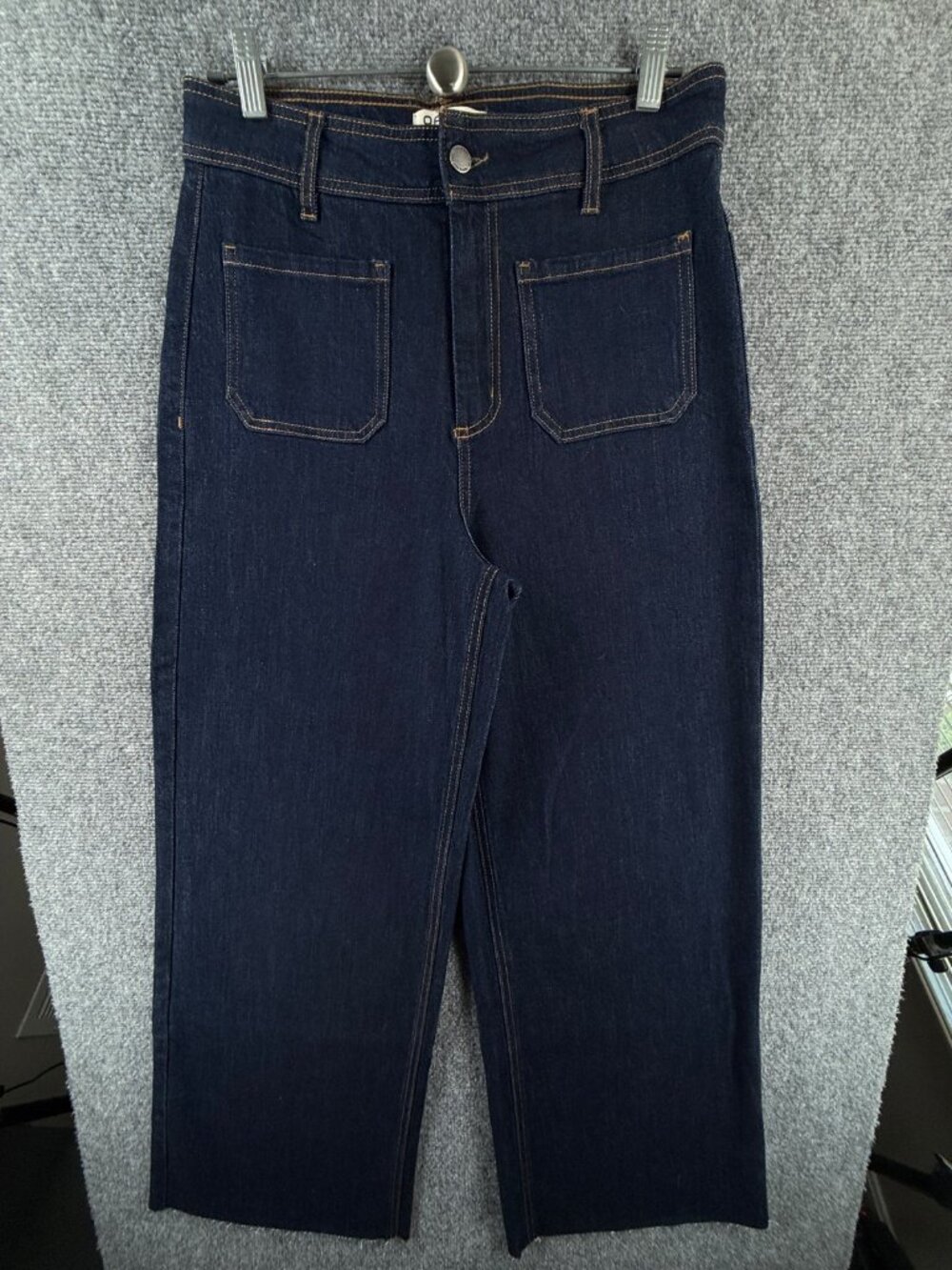 NWOT OAT Women Wide Leg Dark Wash Denim Jeans Pockets Solid 10/30 Cotton 31X30